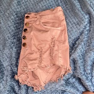 distressed jean shorts